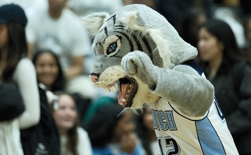Bernie the Bearcat hyping the crowd at the 2025 Battle of Lexington